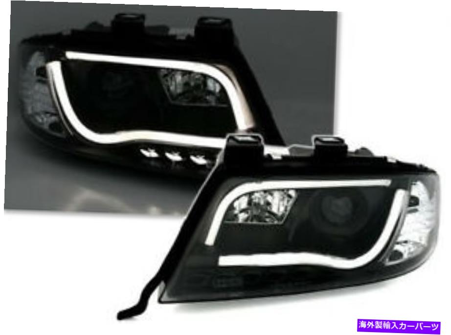 USヘッドライト Audi A6 C5 4B DRL TFL BAR 01-04のためのブラックフィニッシュチューブライトヘッドライトセット Black finish TubeLights headlight set for Audi A6 C5 4B DRL TFL Bar 01-04【並行輸入品】