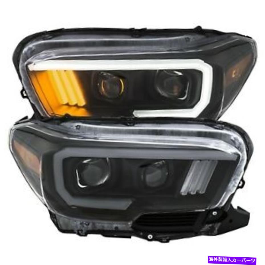 USヘッドライト 16-18タコマのためのAnzoプロジェクターのヘッドライトブラックW /琥珀色のLED DRL ANZO PROJECTOR HEADLIGHT BLACK W/ AMBER LED DRL for 16-18 Tacoma【並行輸入品】