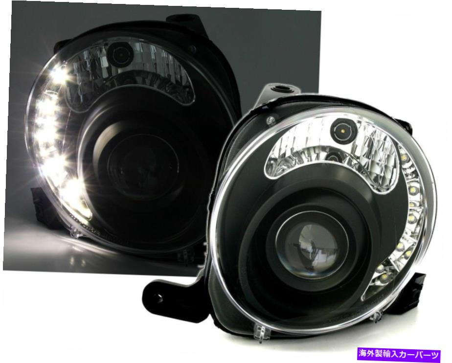 USヘッドライト Fiat 500 9/07 - Led Daytime Running DRLを使用したヘッドライトセット Headlight Set in black for FIAT 500 9 / 07- with LED Daytime Running Light DRL【並行輸入品】