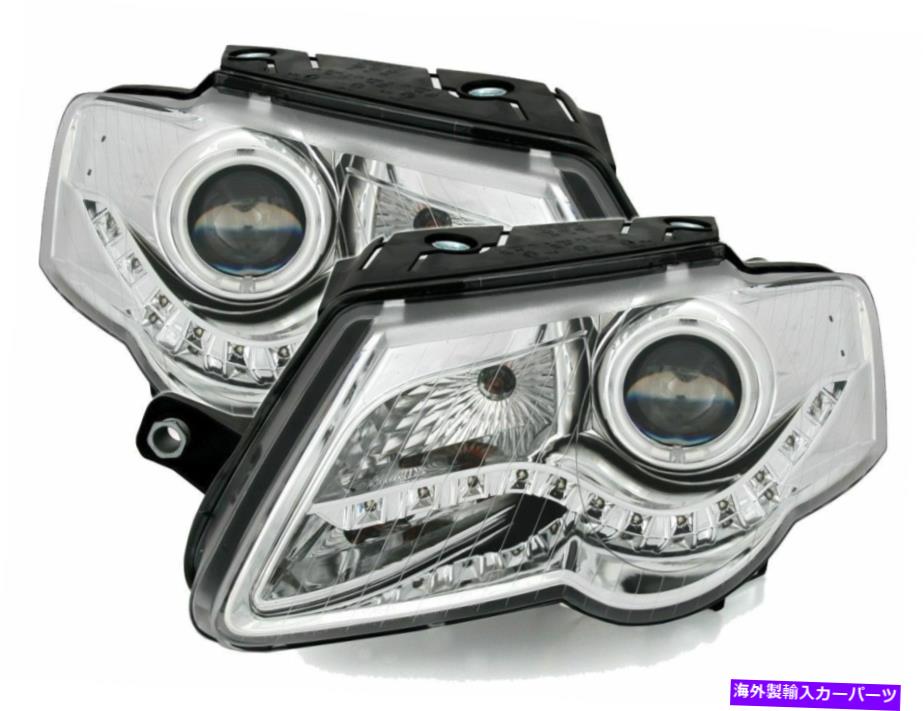 USヘッドライト CCFL Angel Eyeヘッドライトは、VW Passat 3CのLED DRLが05のLED DRLで終了します。 CCFL angel eye headlights in chrome finish with LED DRL for VW PASSAT 3C from 05【並行輸入品】