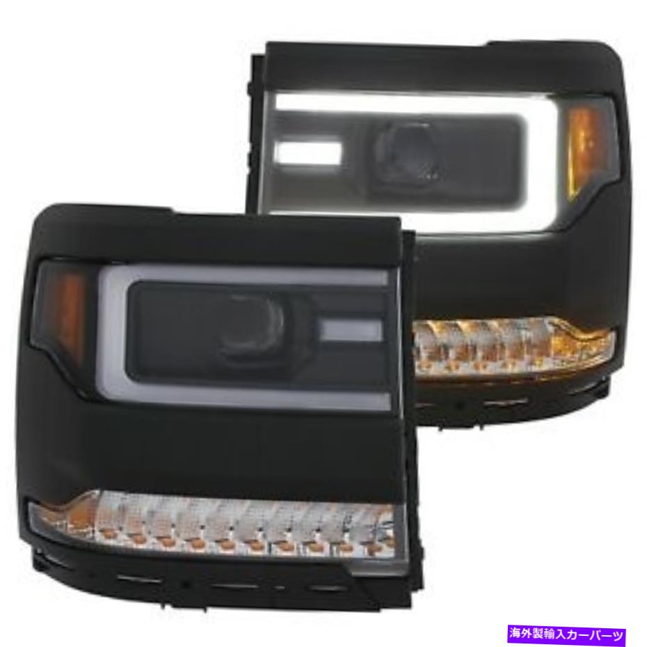 USヘッドライト 16-18 Silverado 1500のためのAnzoプロジェクターのヘッドライトブラックW /板スタイル＃111375 Anzo Projector Headlights Black w/ Plank Style For 16-18 Silverado 1500 #111375【並行輸入品】