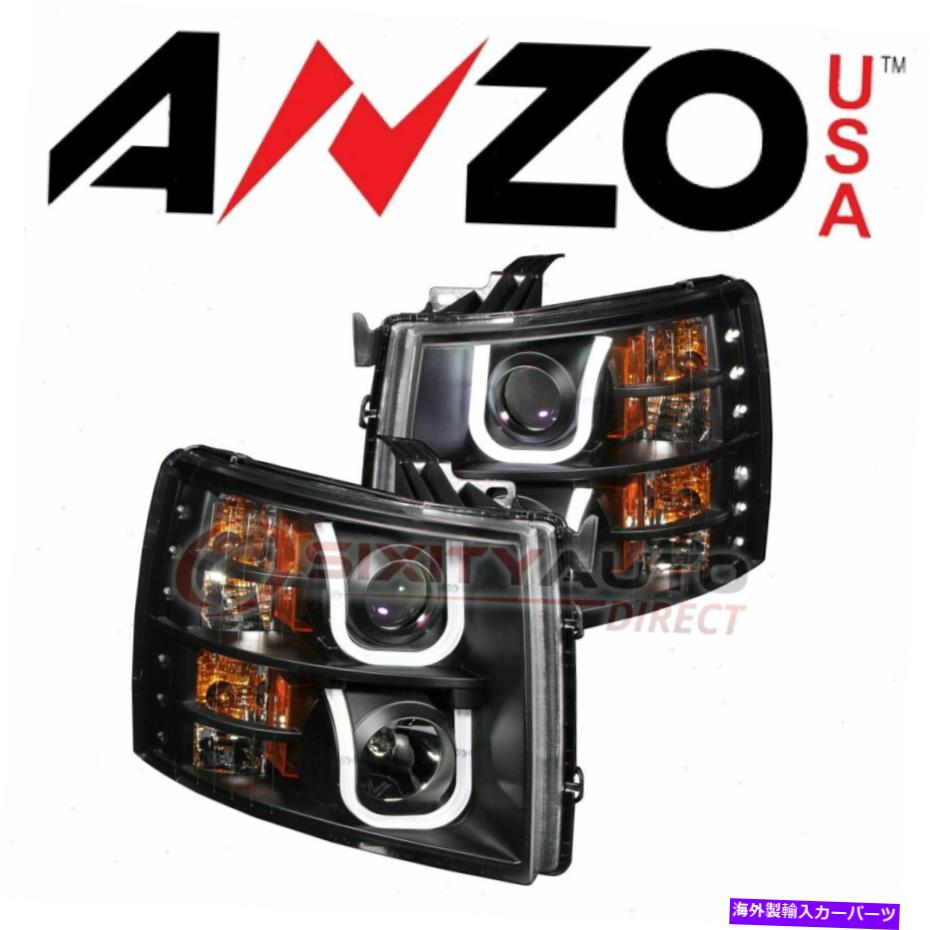 USヘッドライト Anzousa Headlight 2007-2014 Chevrolet Silverado 2500 HD - 電気IH AnzoUSA Headlight Set for 2007-2014 Chevrolet Silverado 2500 HD - Electrical ih【並行輸入品】