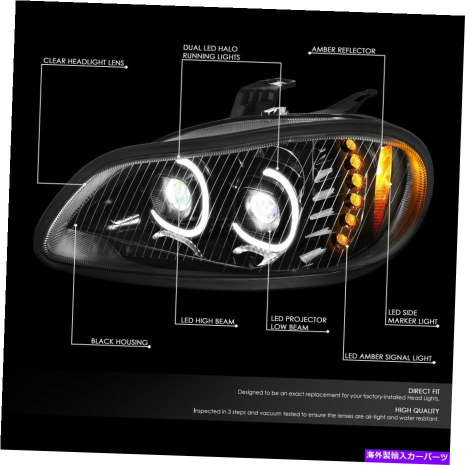 USヘッドライト FIT 03-19 FreightLiner M2 106 112黒LED DRL +ターンシグナルプロジェクターヘッドライト Fit 03-19 Freightliner M2 106 112 Black LED DRL+Turn Signal Projector Headlight【並行輸入品】|Us Custom Parts Shop USDM