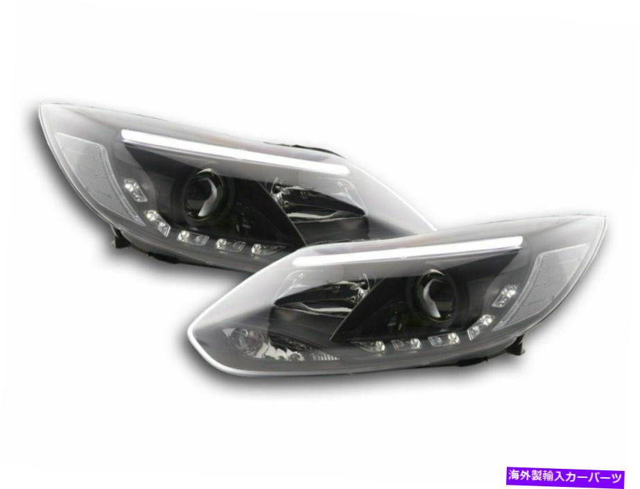 USヘッドライト LightBar LED DRLフォーカスのブラック仕上げハロゲンヘッドライト3 2010-ブラック Black finish halogen headlights with lightbar LED DRL Ford Focus 3 2010- black【並行輸入品】 94,568円
