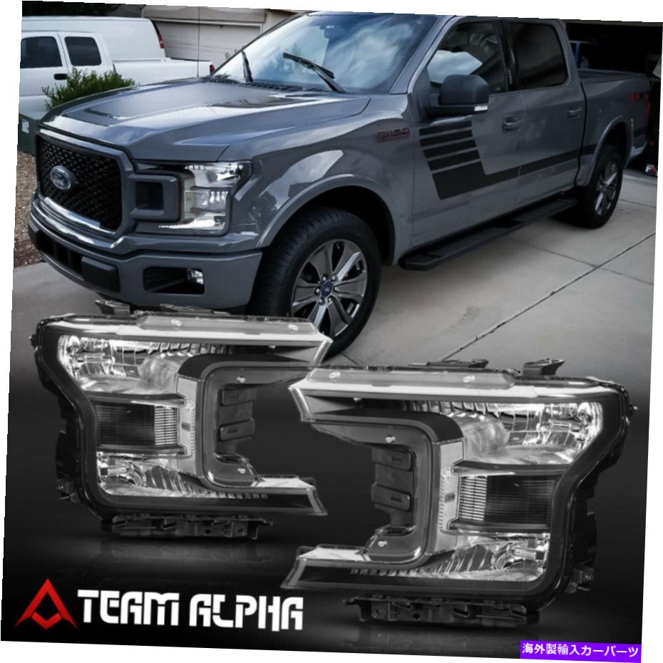 USヘッドライト フィット2018-2020フォードF150 [ブラック/クリア]クリスタルコーナーヘッドライトヘッドランプランプ Fits 2018-2020 Ford F150 [Black/Clear] Crystal Corner Headlight Headlamp Lamp【並行輸入品】
