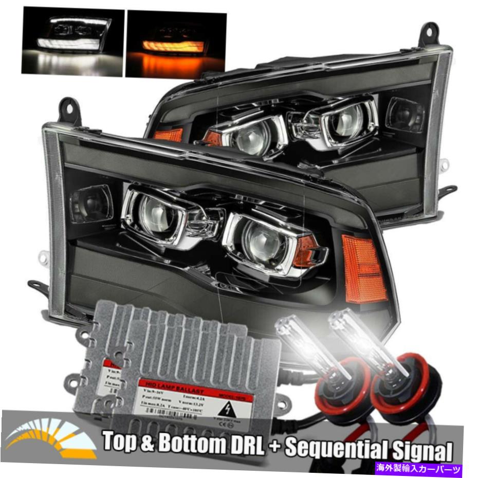 USヘッドライト 6000K HID / 09-18 RAM 1500/2500/3500ジェットブラック/スモークDRLプロジェクターヘッドライト 6000K HID/For 09-18 Ram 1500/2500/3500 Jet Black/Smoke DRL Projector Headlights【並行輸入品】｜Us Custom Parts Shop USDM