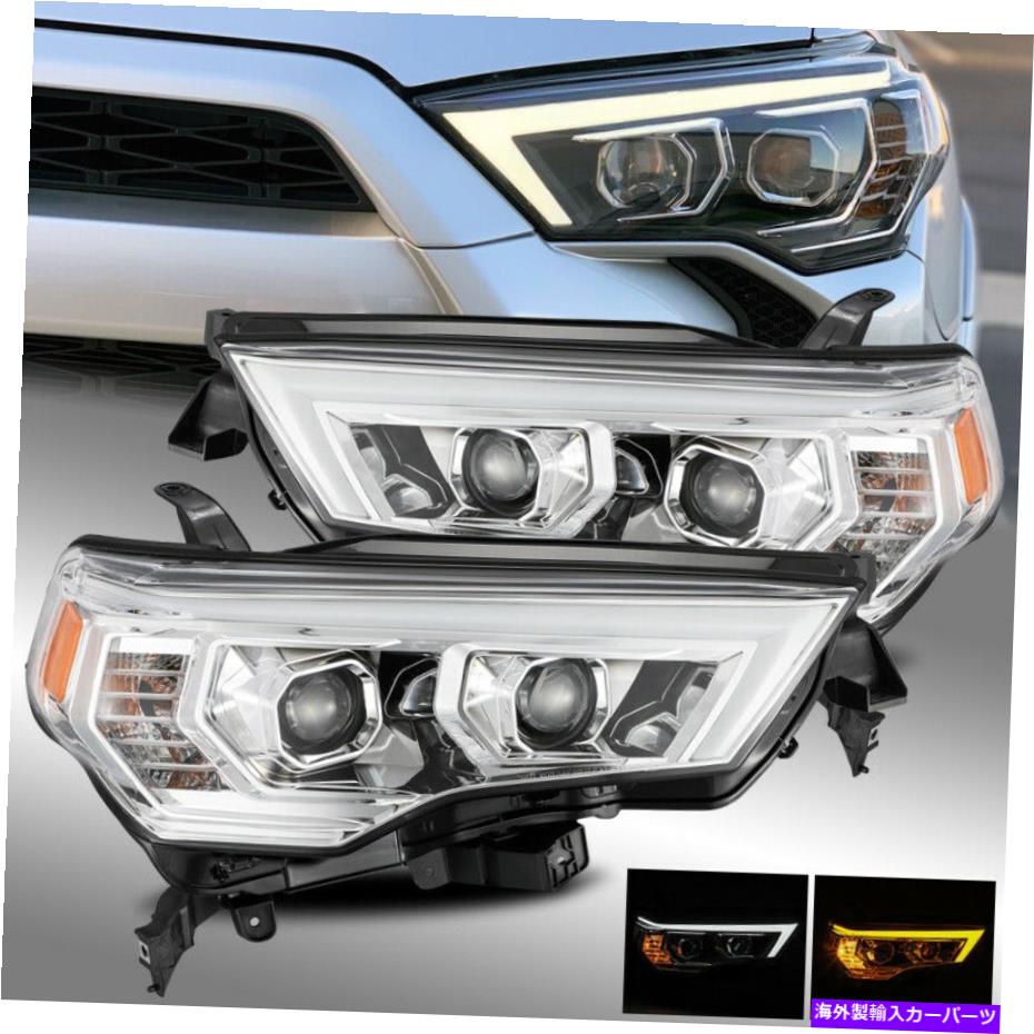 USヘッドライト FIT 14-20 4ランナースイッチバックDRL /シーケンシャルシグナルプロジェクターヘッドライトクロム Fit 14-20 4Runner Switchback DRL/Sequential Signal Projector Headlights Chrome【並行輸入品】
