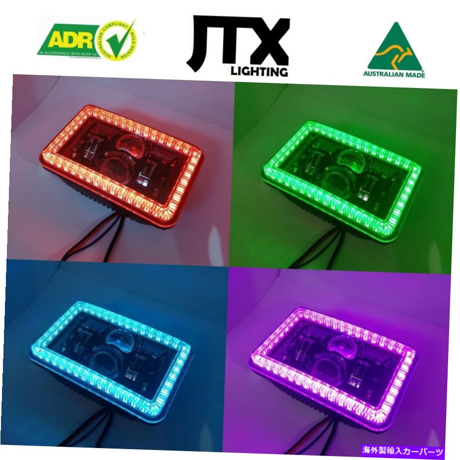USヘッドライト JTX、4光コンボ、LEDヘッドライト、4&times;6 "、RGB Rainbow Halo JTX, 4 Light combo, LED Headlights, 4x6", RGB Rainbow Halo【並行輸入品】｜Us Custom Parts Shop USDM