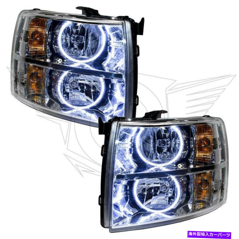 USヘッドライト Oracle Lighting 2007-2013白いLEDのハローが付いているシボレーSilveradoのヘッドライト ORACLE LIGHTING 2007-2013 CHEVROLET SILVERADO HEADLIGHTS WITH WHITE LED HALOS【並行輸入品】｜Us Custom Parts Shop USDM