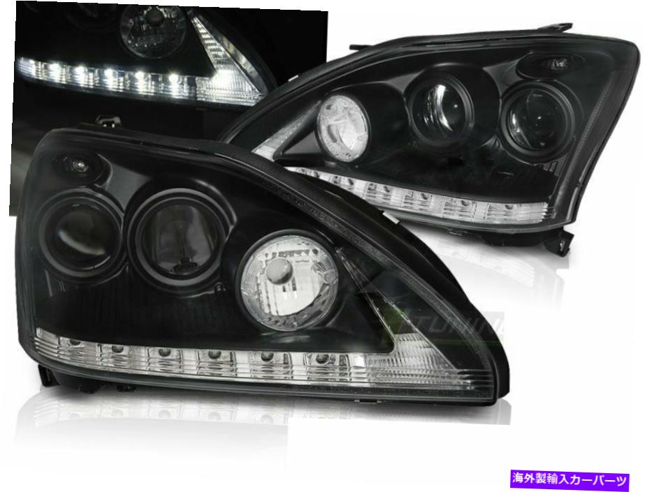 USヘッドライト Juego de Faros Lexus RX 330 350 2003-2008 LED LTI LITH LITH TUBEの中 Juego de Faros Lexus RX 330 350 2003-2008 LED LTI Light Tube Inside Negro US LPL【並行輸入品】