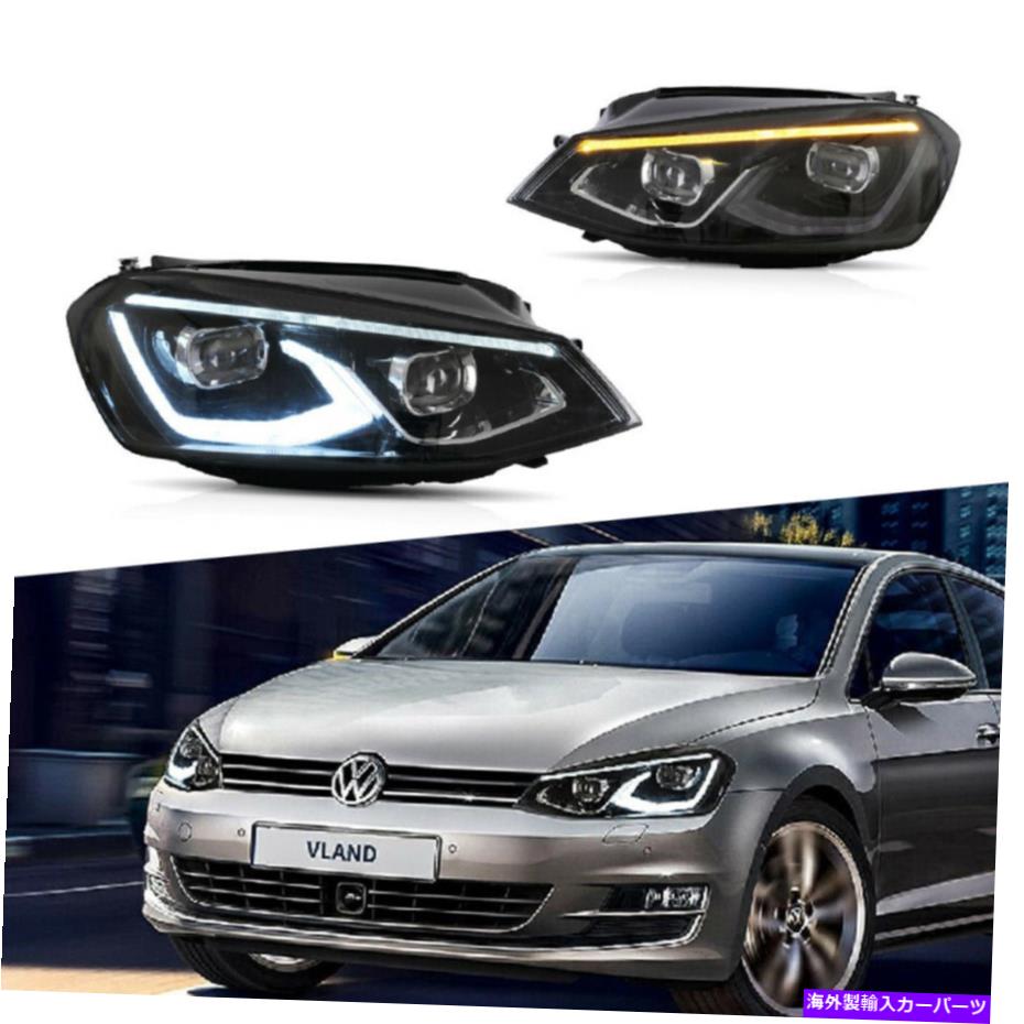 USヘッドライト 14-19 VWゴルフMK7のためのLH + RH全LEDヘッドライトフロントランプW /スタートアップアニメーション LH+RH Full LED Headlights Front Lamp w/ Start-up Animation For 14-19 VW Golf MK7画像