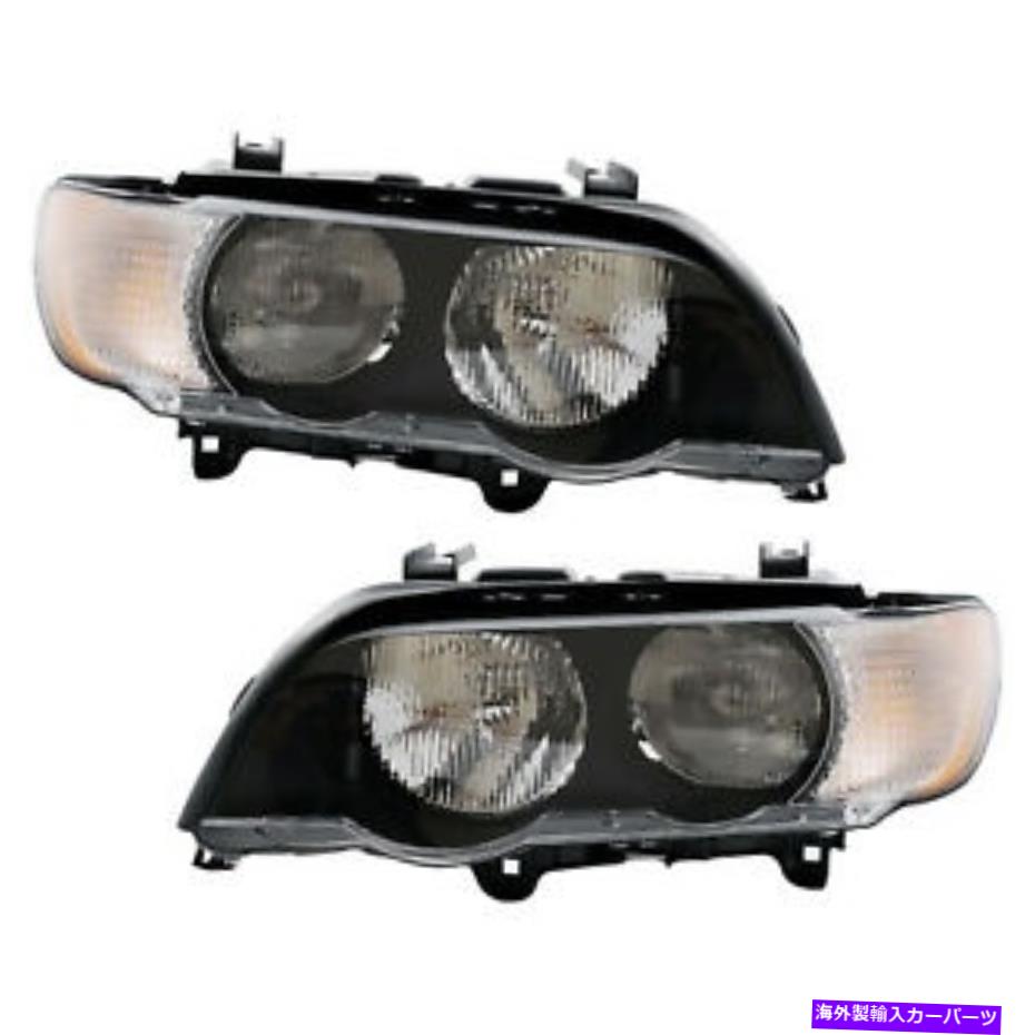 USヘッドライト ヘッドライトハロゲンペアセットは2000-2003 BMW X 5に収まる Headlights Halogen Pair Set Fits 2000-2003 BMW X5【並行輸入品】
