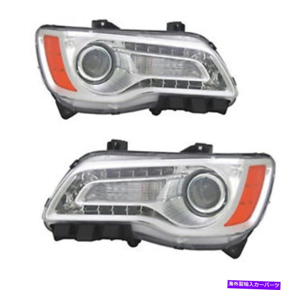 USヘッドライト Headlights Halogen Chrome Bezel Capa 2011-2014 Chrysler 300 Headlights Halogen Chrome Bezel CAPA Left Right Pair For 2011-2014 Chrysler 300【並行輸入品】