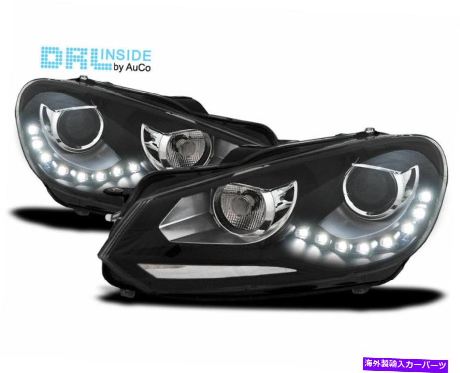 USヘッドライト ブラッククリア仕上げLED DRLデイタイムライトヘッドライトVWゴルフVI 6 Black clear finish LED DRL daytime lights headlights FOR VW Golf VI 6【並行輸入品】