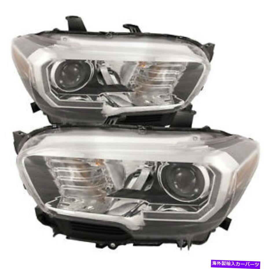 USヘッドライト ヘッドライトセットハロゲンW / DRLブラックベゼルW /フォグアエア16-2018トヨタタコマ Headlights Set Halogen w/DRL Black Bezel w/Fog Pair Fits 16-2018 Toyota Tacoma【並行輸入品】