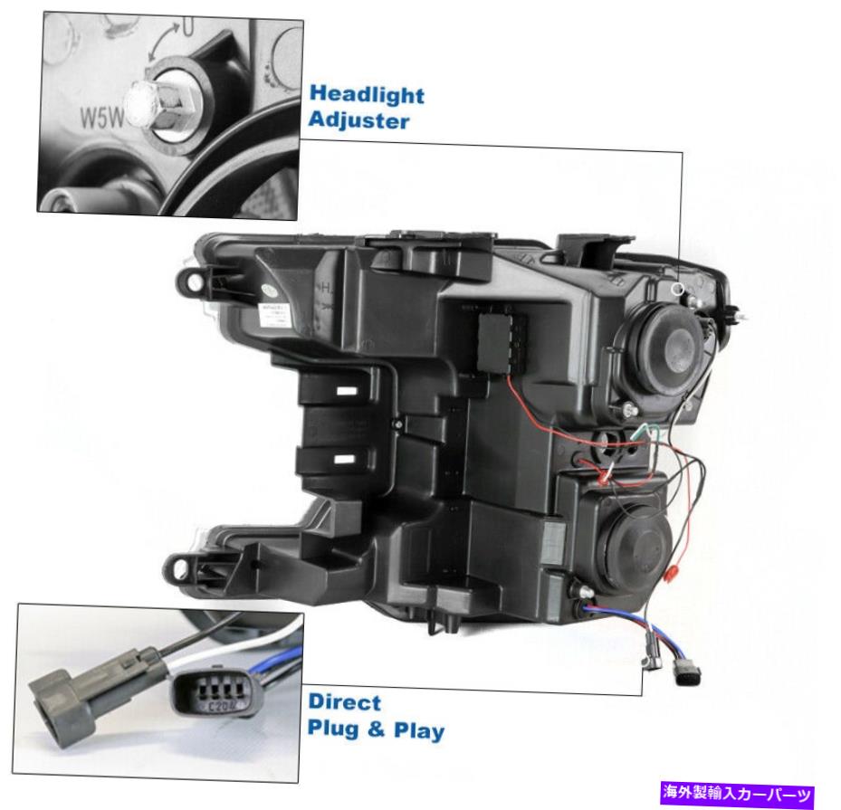 USヘッドライト 2018-2020フォードF-150 LEDチューブブラックプロジェクターヘッドライト+バンパーDRL w / 6k HID For 2018-2020 Ford F-150 LED Tube Black Projector Headlight +Bumper DRL w/6K HID【並行輸入品】｜Us Custom Parts Shop USDM