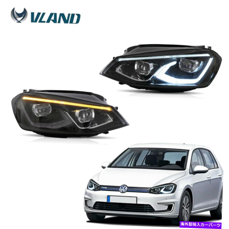 USヘッドライト VLAND LEDのヘッドライトは、スタートアップアニメーションブラックと2014-2019ゴルフMK7を設定しました VLAND LED Headlights Set with Start-up Animation Black For 2014-2019 Golf MK7【並行輸入品】