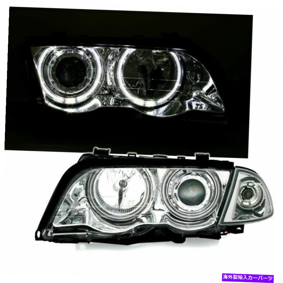 USヘッドライト BMW E46 - クロムのためのフロントヘッドライト（エンジェルアイ） Front headlights (Angel Eyes) for BMW E46 - chrome【並行輸入品】