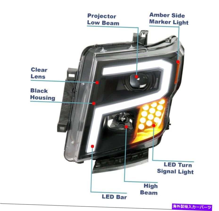 USヘッドライト 2016-2019 Titan XD LEDチューブハロゲンプロジェクターブラックヘッドライトランプW / DRLキット For 2016-2019 Titan XD LED Tube Halogen Projector Black Headlight Lamp w/DRL Kit【並行輸入品】