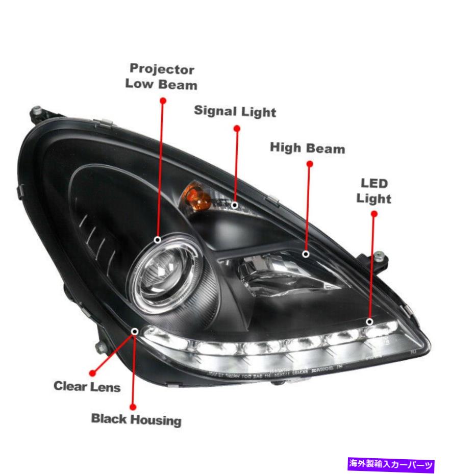 USヘッドライト 05-11メルセデスR171 SLK [HID] LEDブラックプロジェクターヘッドライト+ブルーDRL信号 For 05-11 Mercedes R171 SLK [HID] LED Black Projector Headlight+Blue DRL Signal【並行輸入品】