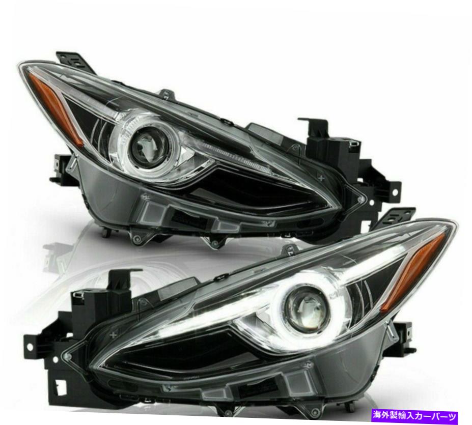 USヘッドライト 2014-2016 Mazda 3 Chrome Halogenヘッドライトヘッドランプ右+左セットペア For 2014-2016 Mazda 3 Chrome Halogen HeadLights HeadLamps Right+Left set pair【並行輸入品】