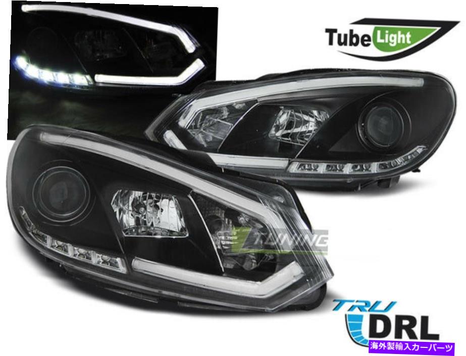 USヘッドライト VWゴルフのためのLTIライトチューブの中のヘッドライトLED DRL 6 VI 08-12ブラックFreeship U Headlights LED DRL Inside LTI Light Tube for VW GOLF 6 VI 08-12 Black FreeShip U【並行輸入品】