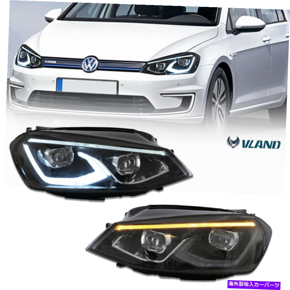 USヘッドライト 2014-2019 Golf MK7のためのスタートアップアニメーションの左右のLEDヘッドライトのペア Pair Left & Right LED Headlights W/ Start-up Animation for 2014-2019 Golf MK7【並行輸入品】