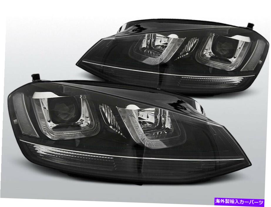 USヘッドライト Hovedlyskastere Led DRL Innvendig for VWゴルフ7 VII 12-SVART MED BLACK LINE FRE Hovedlyskastere LED DRL Innvendig for VW GOLF 7 VII 12-Svart med Black LINE Fre【並行輸入品】