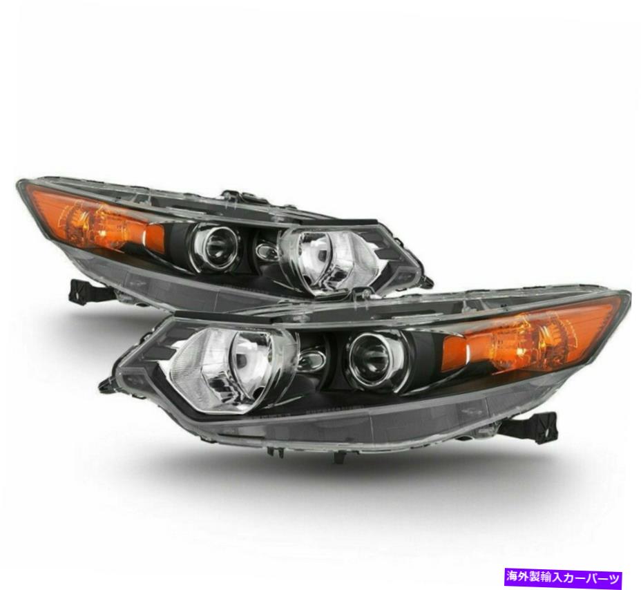 USヘッドライト 2009-2014 Acura TSXブラックハウジングヘッドライトヘッドランプ右+左セットペア For 2009-2014 Acura TSX Black Housing HeadLights HeadLamps Right+Left set pair【並行輸入品】