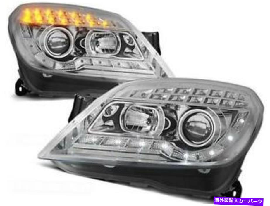 USヘッドライト Opel Astra H 04-09 LED信号ライトのためのLED DRLが付いているクロム仕上げヘッドライト CHROME finish Headlights with LED DRL for Opel Astra H 04-09 LED signal light【並行輸入品】