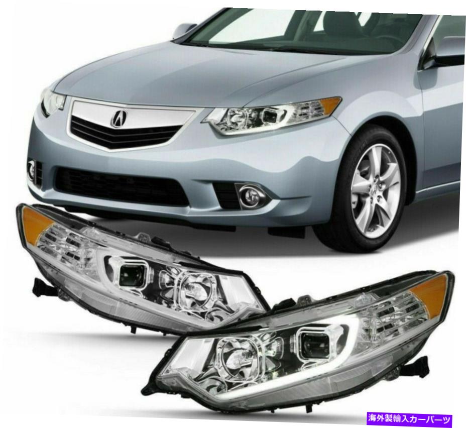 USヘッドライト 2009-2014 Acura TSX LED Chromeチューブヘッドライトヘッドランプ右+左セットペア For 2009-2014 Acura TSX LED Chrome TUBE HeadLights HeadLamps Right+Left set pair【並行輸入品】