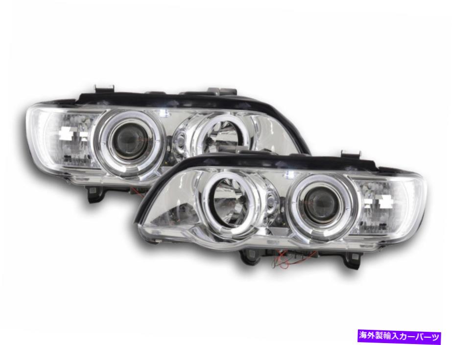 USヘッドライト ChromeクリアフィニッシュエンジェルアイスハロゲンヘッドライトBMW x5 E53 98-02 Chrome clear finish angel eyes HALO halogen headlights FOR BMW X5 E53 98-02【並行輸入品】