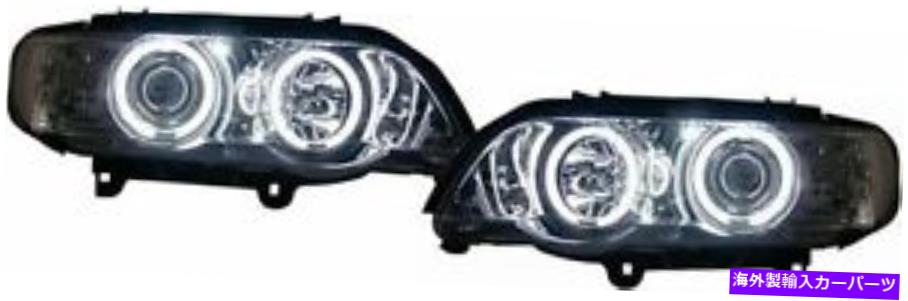 USヘッドライト CCFLの天使の目の透明なガラスクロム仕上げヘッドライトBMW x5 98-02 clear glass Chrome finish headlights with CCFL angel eyes for BMW X5 98-02【並行輸入品】