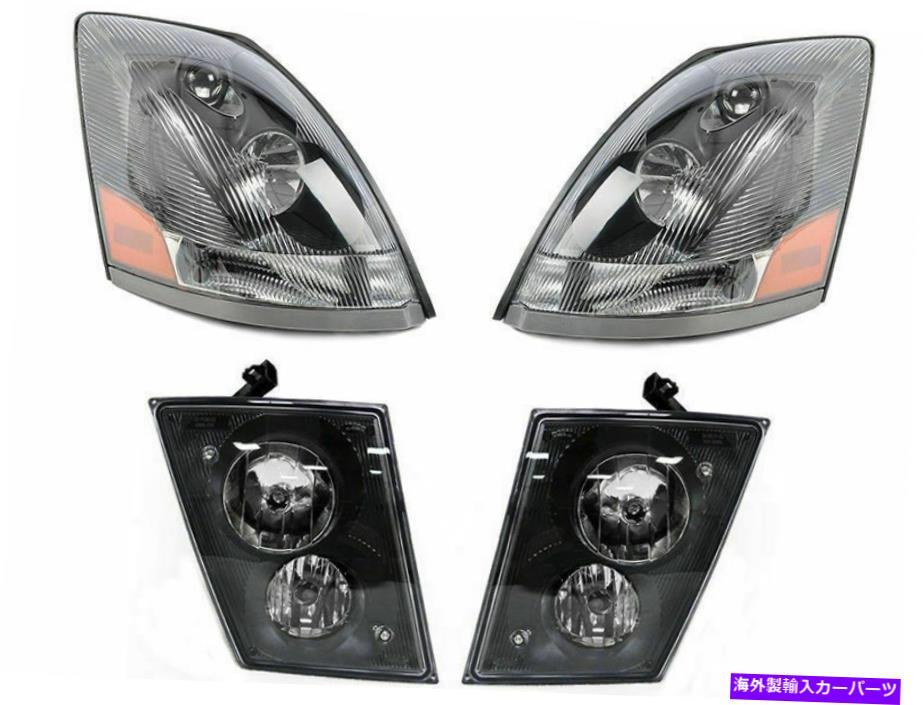 USヘッドライト Volvo 2008 2009 2011 VN VNL VNM 630 670シリーズヘッドライトフォグライトセット Volvo 2008 2009 2010 2011 VN VNL VNM 630 670 Series HEADLIGHTS FOG LIGHTS SET【並行輸入品】