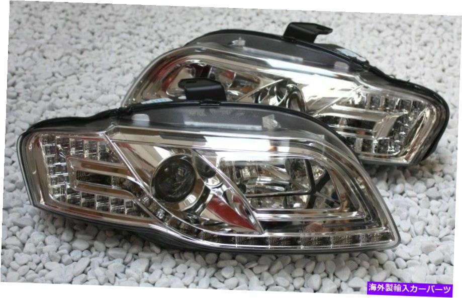 USヘッドライト クローム仕上げヘッドライトデイタイムLED DRL LED DRL LEDインジケータは、A4 B7 04-08 Chrome finish headlights daytime LED DRL LED indicators for AUDI A4 B7 04-08【並行輸入品】
