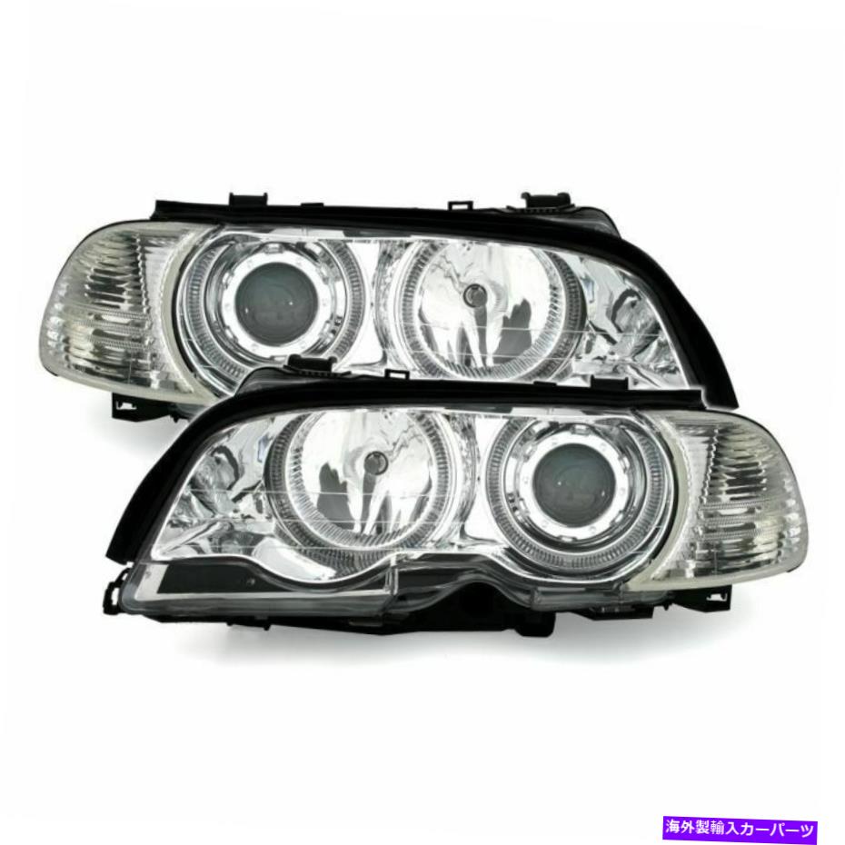 【楽天市場】USヘッドライト BMW 3 E46 - クロムのためのフロントヘッドライト（エンジェルアイ） Front headlights ...
