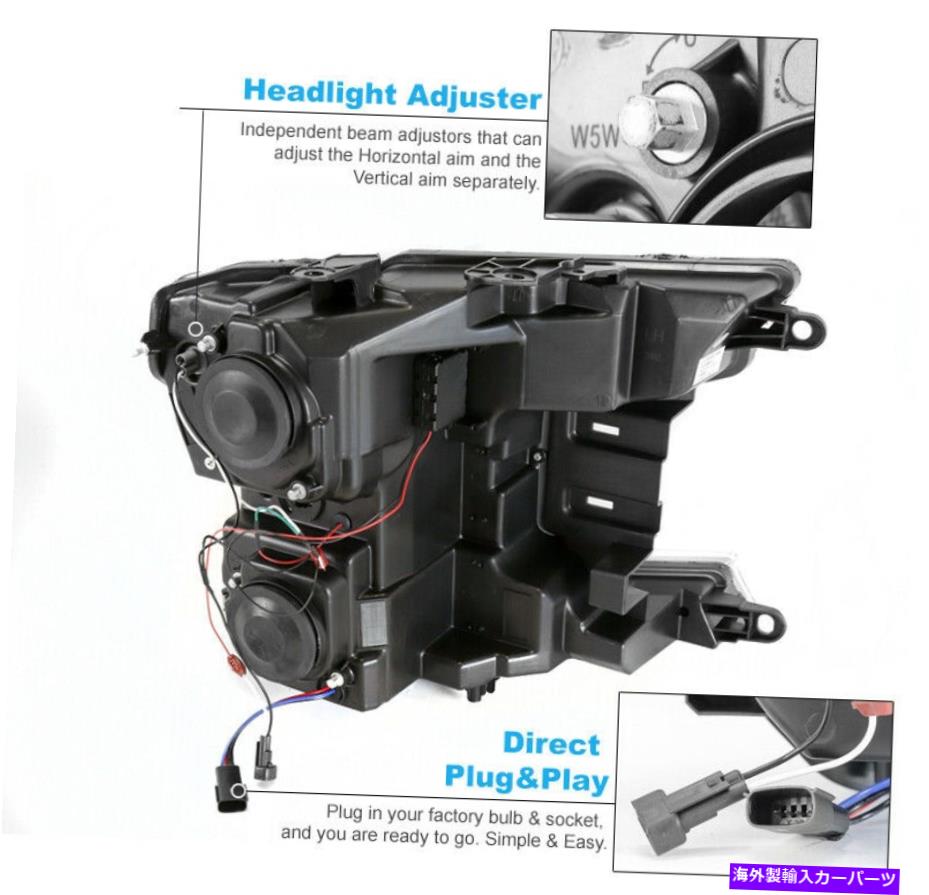 USヘッドライト 18-20フォードF-150 LEDチューブ順次ブラックプロジェクターヘッドライトW /バンパーDRL For 18-20 Ford F-150 LED Tube Sequential Black Projector Headlight w/Bumper DRL【並行輸入品】
