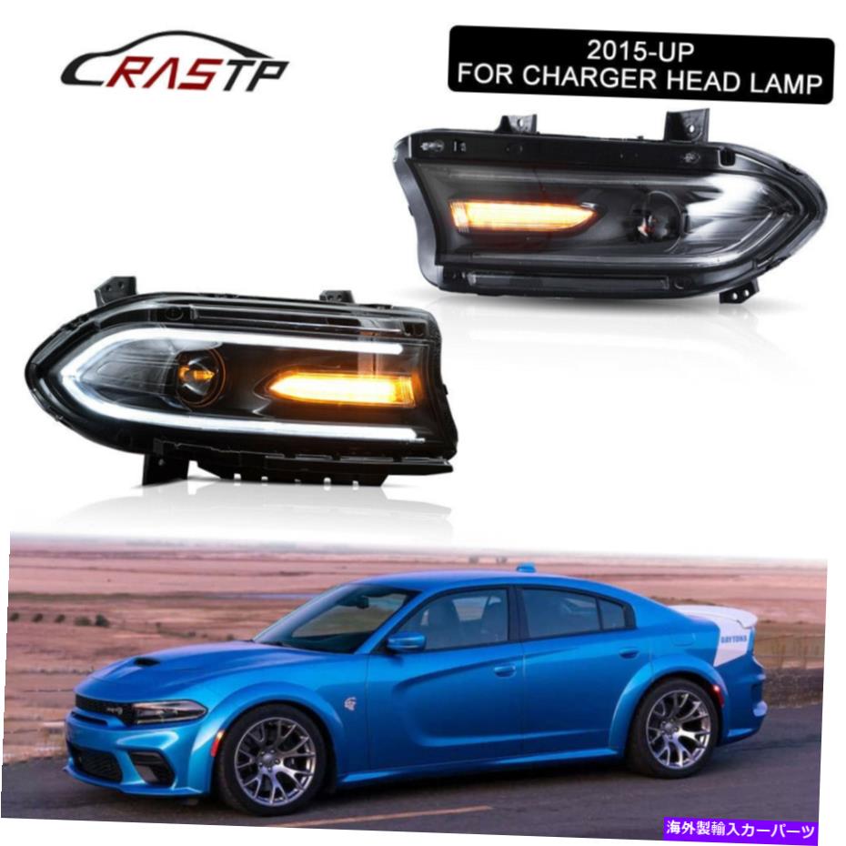 USヘッドライト Dodge Charger 2015-2018デュアルビームプロジェクターアセンブリのためのLEDヘッドライト LED Headlights For Dodge Charger 2015-2018 Dual Beam Projector Assembly【並行輸入品】