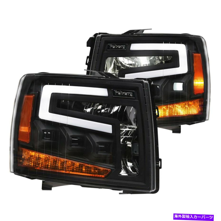 USヘッドライト Chevy Silverado 2500 HD 07-14ヘッドライトTRI-PRO BLACK DRLバープロジェクターLED For Chevy Silverado 2500 HD 07-14 Headlights Tri-Pro Black DRL Bar Projector LED【並行輸入品】