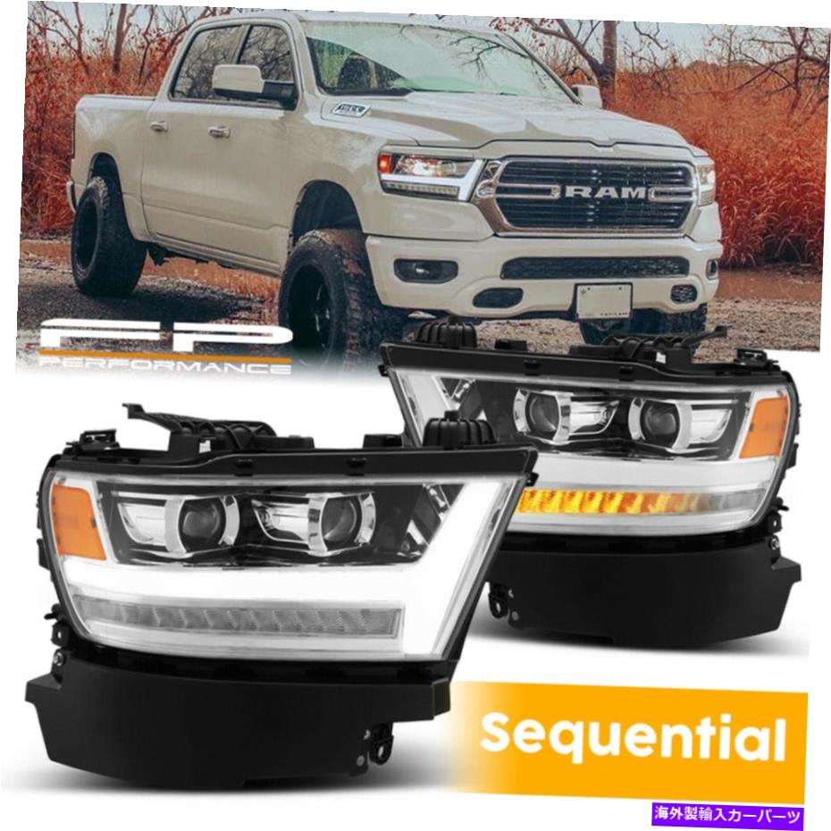 USヘッドライト 19-21 RAM 1500 Alpharex Proシーケンシャル信号プロジェクタヘッドライトクロム For 19-21 Ram 1500 AlphaRex Pro Sequential Signal Projector Headlights Chrome【並行輸入品】