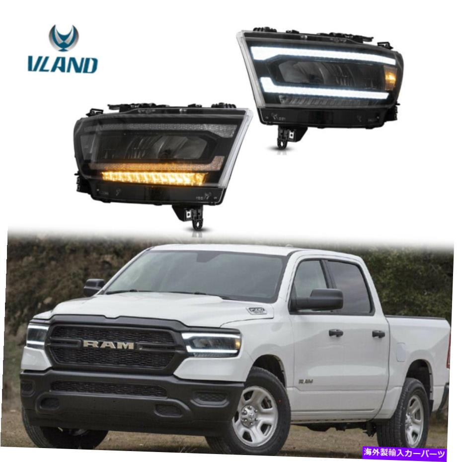 USヘッドライト 2019-2021 Dodge Ram 1500のための完全LEDプロジェクターのヘッドライトアセンブリ Full LED Projector Headlights Assembly For 2019-2021 Dodge Ram 1500 One Pair【並行輸入品】