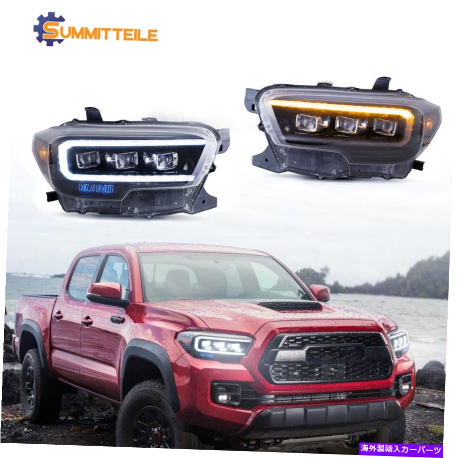 USヘッドライト 2015-2020トヨタタコマのためのLH + RH前部LEDプロジェクターヘッドライトランプを設定 Set LH+RH Front LED Projector Headlights Lamps For 2015-2020 Toyota Tacoma【並行輸入品】