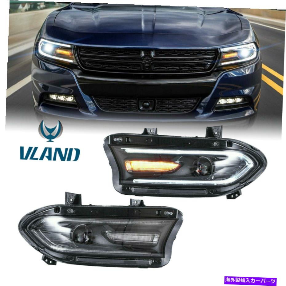 USヘッドライト 2015-2020 Dodge Charger SRT GT SXTのペアLEDデュアルビームプロジェクターヘッドライト Pair LED Dual Beam Projector Headlights For 2015-2020 Dodge Charger SRT GT SXT【並行輸入品】