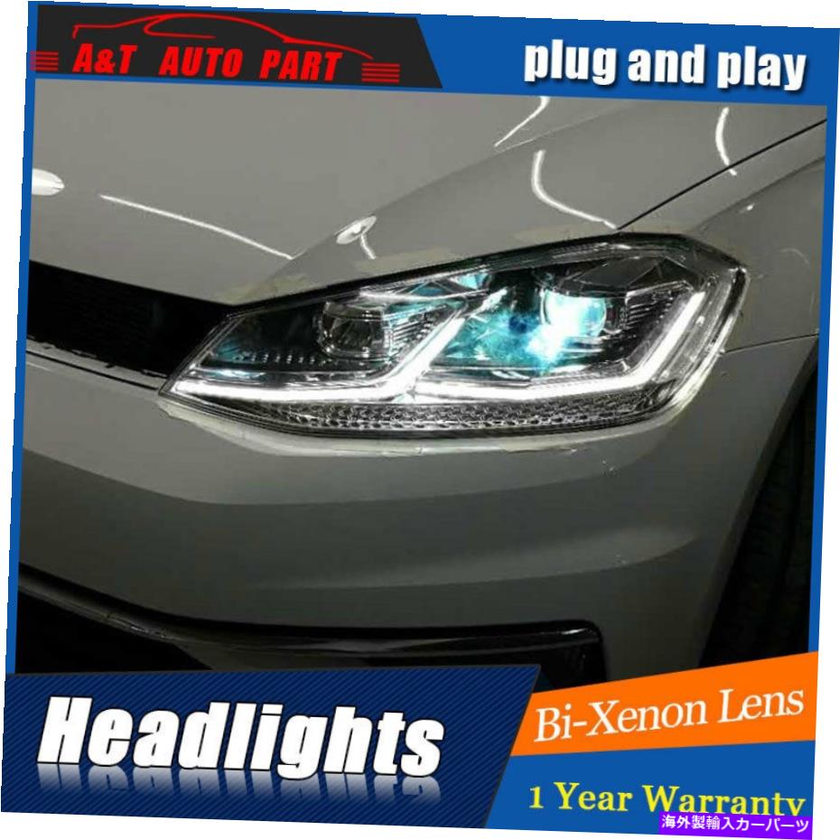 USヘッドライト VWゴルフMK7 2014-2017バイキセノンレンズプロジェクターLED DRL用ヘッドライトアセンブリ Headlights assembly For vw Golf MK7 2014-2017 Bi-xenon Lens Projector LED DRL【並行輸入品】