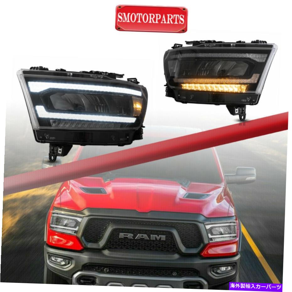 USヘッドライト 2019-2021 RAM 1500のための新しいスタイルのフルLEDプロジェクターのヘッドライトのフロントランプ Pair New Style Full LED Projector Headlights Front lamps For 2019-2021 Ram 1500【並行輸入品】