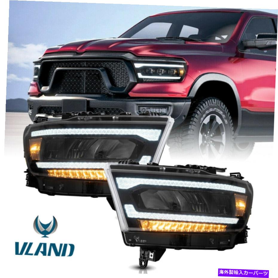 USヘッドライト 19-21のドッジRAM 1500フロントランプのためのペアフルLEDプロジェクターヘッドライトアセンブリ Pair Full LED Projector Headlights Assembly For 19-21 Dodge Ram 1500 Front Lamps【並行輸入品】
