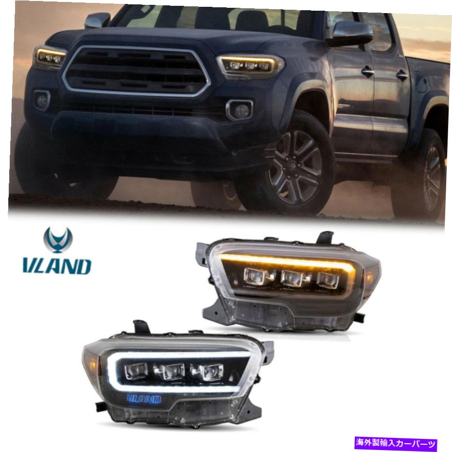 USヘッドライト 2ピース前面LEDプロジェクターヘッドライト15~20トヨタタコマ＆ダイナミックターン信号 2PCS Front LED Projector Headlights For 15-20 Toyota Tacoma &Dynamic Turn Signal【並行輸入品】