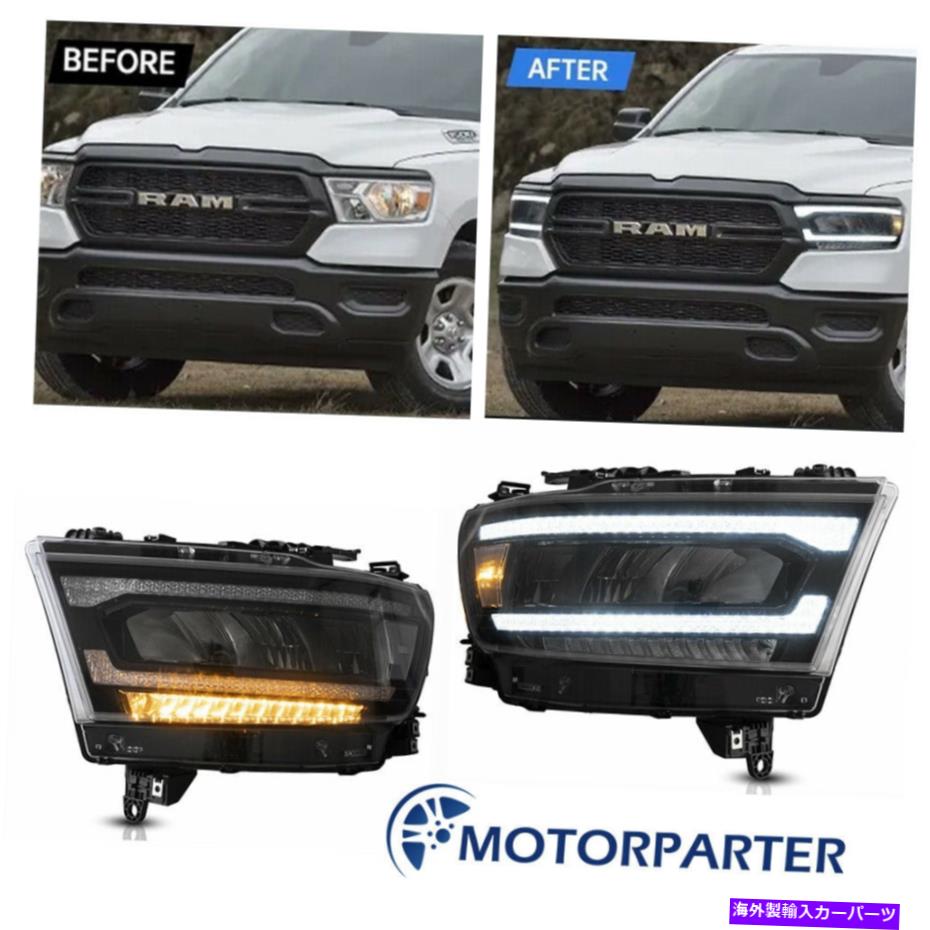 USヘッドライト 2019-2021 Dodge RAM 1500のためのLH + RH新しいスタイルの完全LEDプロジェクターヘッドライト LH+RH New Style Full LED Projector Headlights ASSY For 2019-2021 Dodge Ram 1500【並行輸入品】