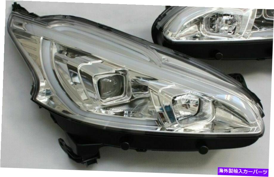 USヘッドライト Chrome Finish LightbarチューブDRL TFLヘッドライトPeugeot 208 12-15 Chrome finish lightbar tube DRL TFL headlights for PEUGEOT 208 12-15【並行輸入品】