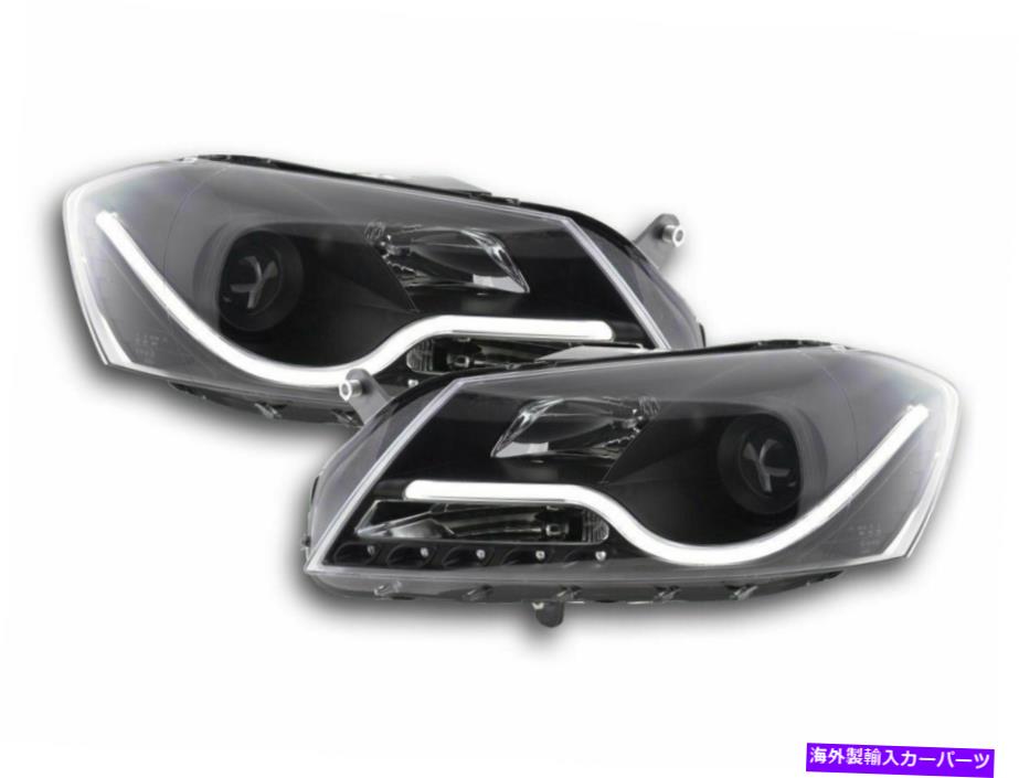 USヘッドライト ブラックフィニッシュライトバーLED DRLハロゲンヘッドライトVW Passat B7 10-14 BLACK finish Lightbar LED DRL halogen Headlights set FOR VW Passat B7 10-14【並行輸入品】